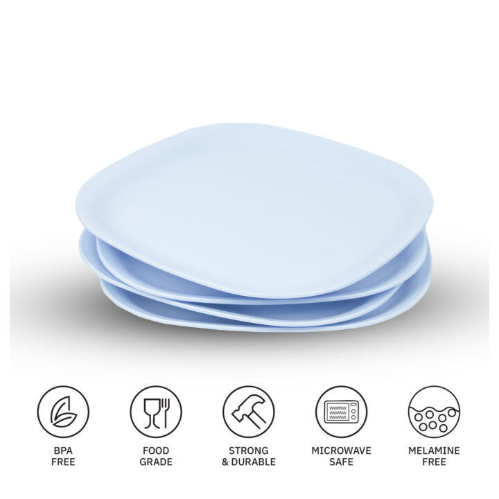 Square Dinner Plates Set of 4 | Unbreakable BPA-Free | Microwave Safe | Durable for Everyday Use | 11 Inches - Image 4