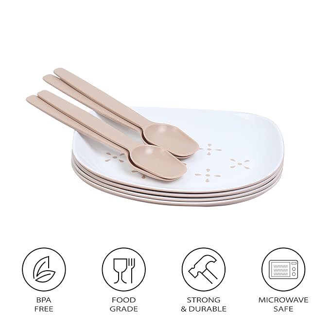 Lumiset Beige Snack plate with matching spoon