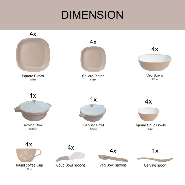 Dinner set diamension