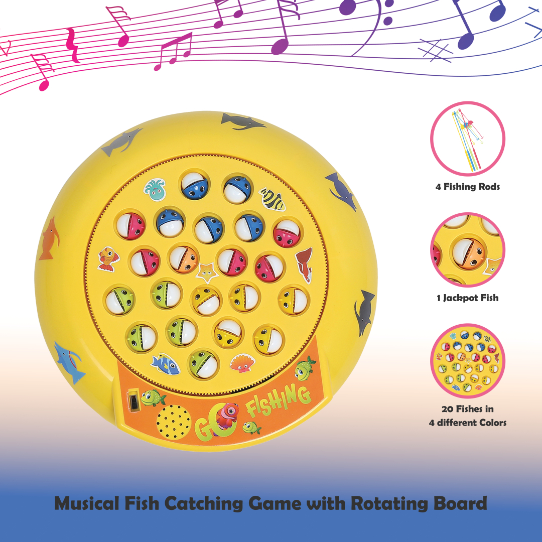 Musical Fishing Game for Kids | 21 Fishes, 4 Fishing Rods, STEM Learning Toy, Fun & Educational | Ages 4+