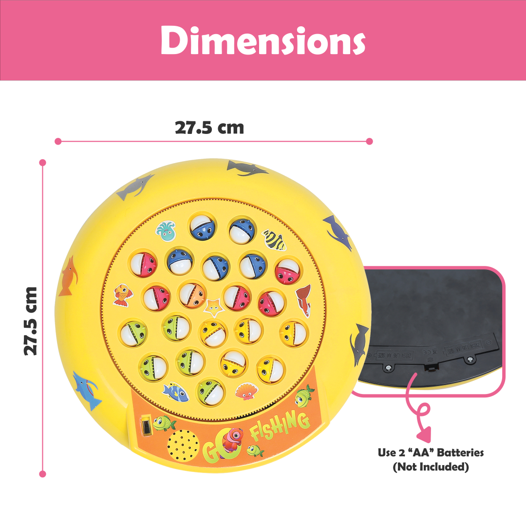 Fishing toy with dimension measurements