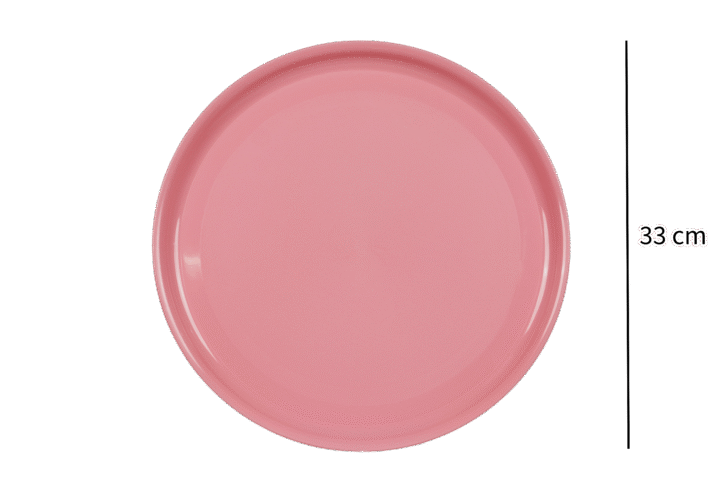 Thali Plates, Set of 3 Round Serving Plates for Indoor, Outdoor, Picnic | 100% Food Grade Plastic | BPA - Free | Microwave Safe | Pink & Beige - 13 Inch - Image 3