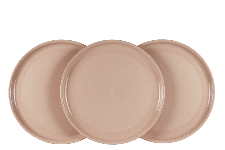 Thali Plates, Set of 3 Round Serving Plates for Indoor, Outdoor, Picnic | 100% Food Grade Plastic | BPA - Free | Microwave Safe | Pink & Beige - 13 Inch
