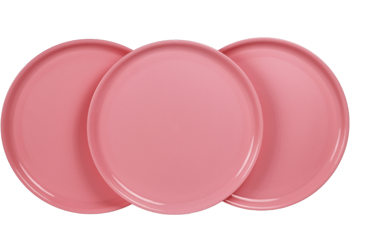 Thali Plates, Set of 3 Round Serving Plates for Indoor, Outdoor, Picnic | 100% Food Grade Plastic | BPA - Free | Microwave Safe | Pink & Beige - 13 Inch - Image 2